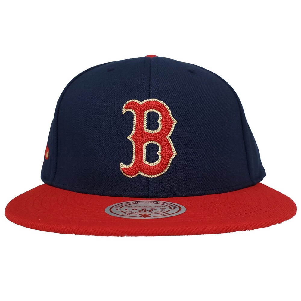 Boston Red Sox Mitchell & Ness MLB Liberty Fit Snapback Hat Cap 3D Logo Navy NWT